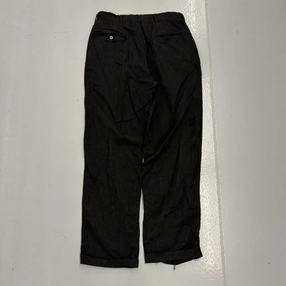 Vintage 50s Champ Black Drop Loop Wool Trousers 30x30